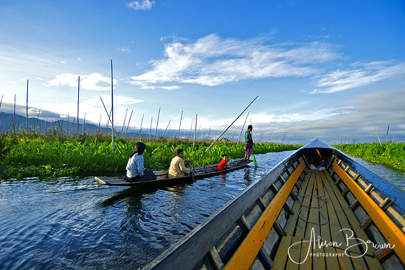 Early morning boat trip through Inle Lake